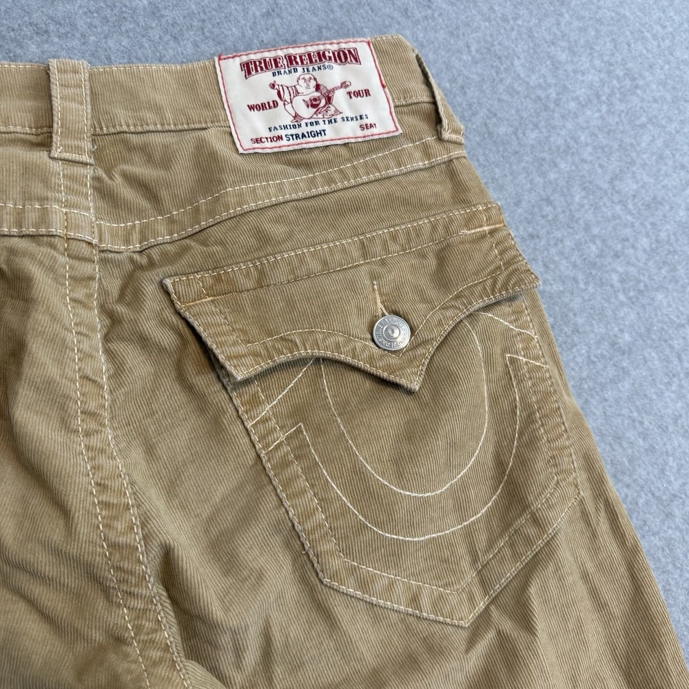 True Religion Men's Brown Beige Corduroy Straight Leg Jean Pants Mens Size 32x32